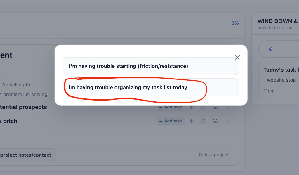 Stuck help options — trouble organizing money task list
